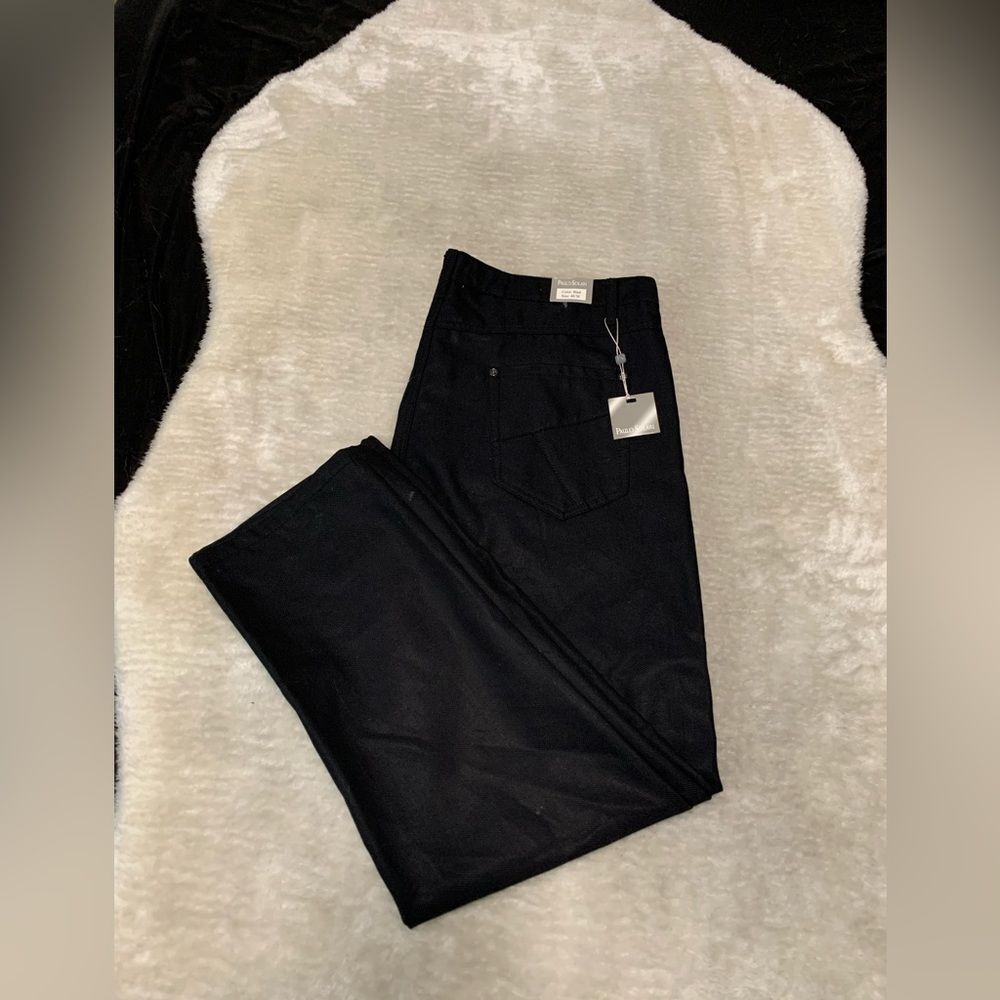 New Paulo Solari Mens Black Modern‎ Fit Straight Pants Size 40x30 100% Cotton